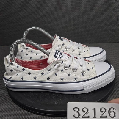 Zapatos Converse Chuck Taylor All Star para mujer talla 8,5 estrellas blancas parte superior baja Foto 1 de 4