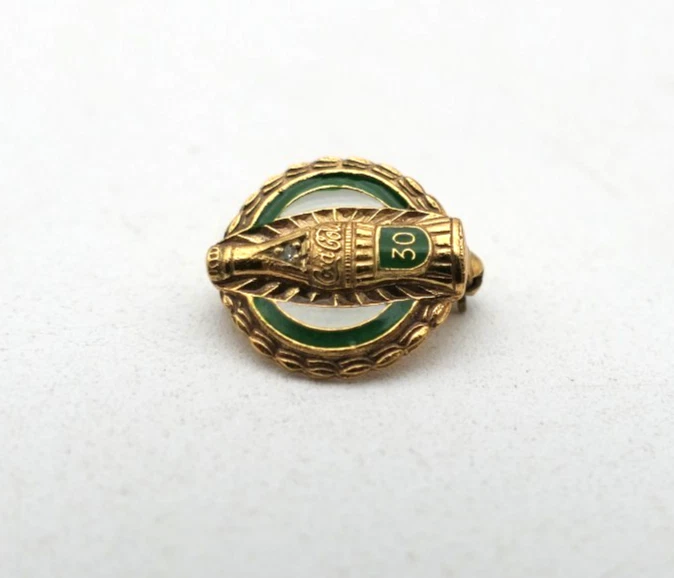Gold 30 Jahre Coca Cola Anstecknadel in 585er / 14 Karat Gelb Gold PIN - Bild 1 von 3