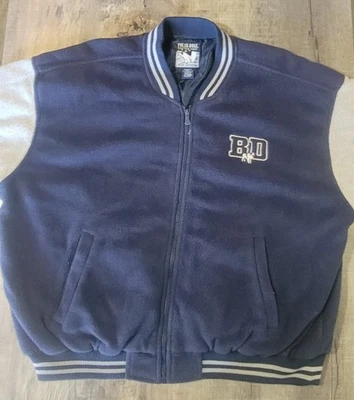 Big Dogs Polar Dogs High Tech Jacket Mens XL Varsity Y2K Bomber Fleece Blue Gray - Image 1 of 4