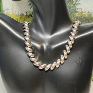 San Marco 925 Necklace 16" Sterling Silver Italy Choker Macaroni Style Link - Picture 1 of 5