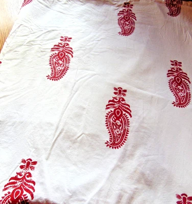 Jaclyn Smith Today 2 piezas sábanas planas y ajustadas de algodón blanco con cachemira roja talla Queen Foto 1 de 4