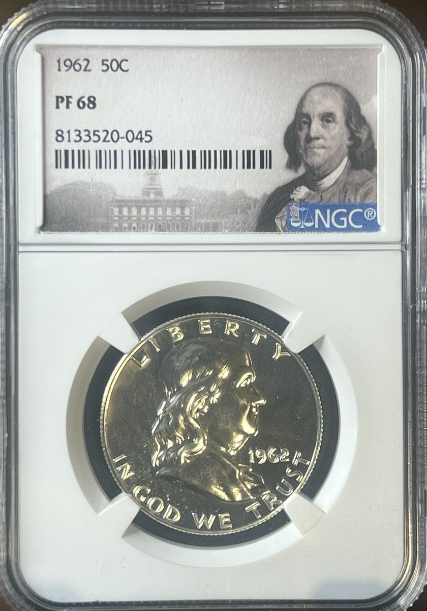 PR 68 Graded 1962 Franklin Half Dollars (1948-1963) for sale PR 68 Graded 1962 Franklin Half Dollars (1948-1963) for sale