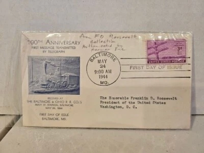 Baltimore & Ohio RR 1944 FDC from President Franklin Roosevelt collection - Image 1 of 4