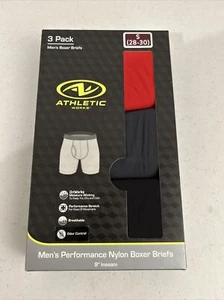 ATHLETIC WORKS MEN'S PERFORMANCE 3 PACK NYLON BOXER BRIEFS SIZE SMALL NEW/PKG - Picture 1 of 2