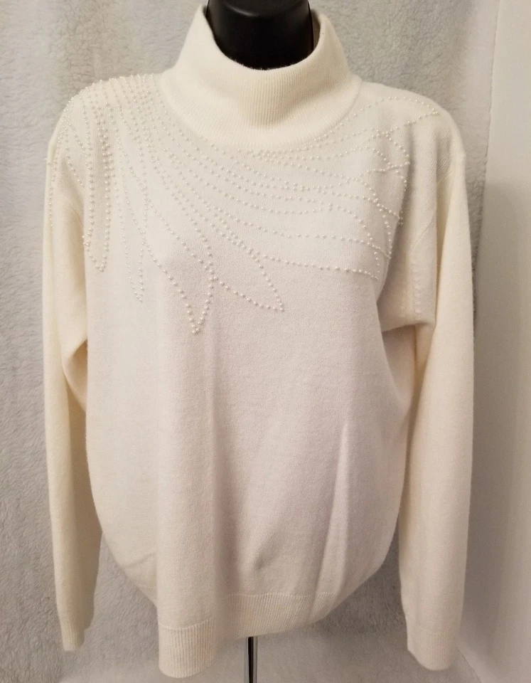 Dressbarn Womens Sweater Shirt Top Blouse Size L Large Ivory - Image 1 of 4