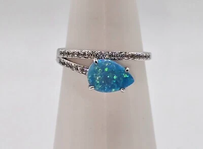 Anillo Bomb Party Talla 8 RBP5873 Noches Icónicas - Ópalo Aguamarina Cultivado en Laboratorio Foto 1 de 4