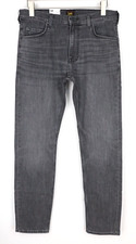 LEE Rider Men Jeans W33/L30 Cotton Blend Grey Stretch Slim Straight Zip-Fly