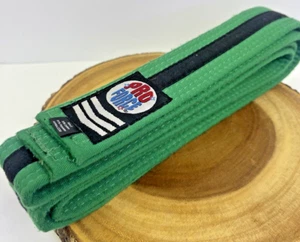Pro Force Brazilian Jiu Jitsu/Karate Adult Green/Black Stripe Belt Size 2 - 86" - Picture 1 of 2