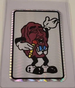 CALIFORNIA RAISINS Mikrofon 1980er PRISMATIC Prisma VENDING MACHINE STICKER CARD - Bild 1 von 3