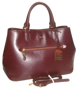 Ralph Lauren Ralph Sabine Burgundy Textured Leather Satchel Shoulder Bag NWOT! - Picture 1 of 15