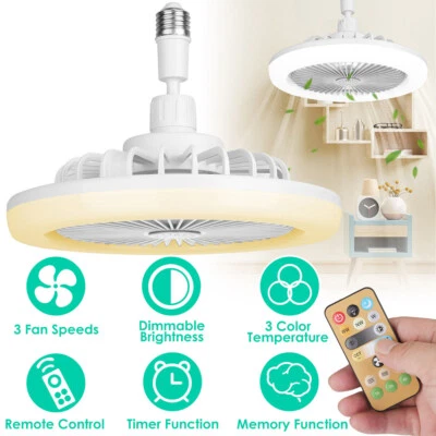 Ceiling Fans With Lights 30W E27 Socket Fan Light With Remote Dimmable Bedroom / - Image 1 of 4