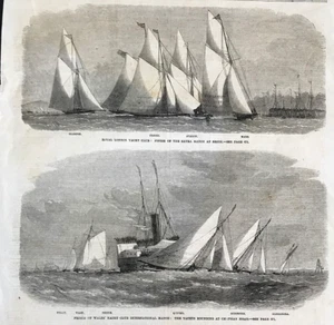 Sailing Royal London Yacht Club, Prince of Wales Match & Royal Thames Club c1863 - Picture 1 of 3
