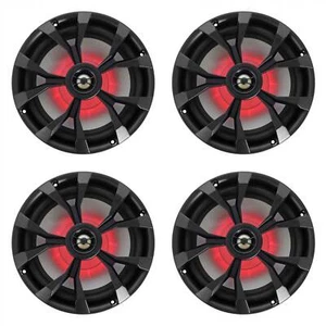 (4) Rockville RKL80MB 8" 900 Watt Black 2-Way Marine Boat Speakers w/LED's - Picture 1 of 6