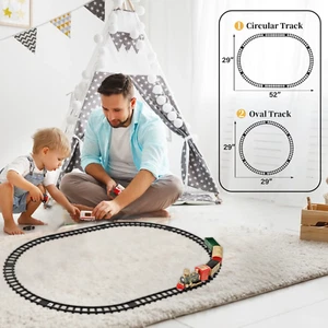 Zugset Spielzeug elektrisch Licht & Sound Eisenbahn Lok Güterwagen Schienen - Bild 1 von 6