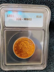 1891 P $10 Gold Eagle Liberty ICG MS 62 PQ Very Difficult Date Low Population - Picture 1 of 6