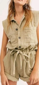 Free People One Kalahari Khaki Einteiliger Strampler Overall mit Taschen LG - Bild 1 von 16