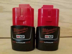 Milwaukee M12 12-Volt Lithium-Ion 2.0 Ah Compact Battery Pack (2-Pack) GENIUNE - Picture 1 of 1