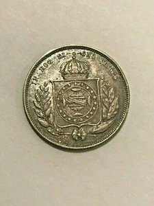 1862 Brazil Silver 200 Reis XF #20619 - Picture 1 of 2