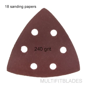 Gran tamaño triangular 240 Grit Hook & Loop Hojas de lijado oscilantes: paquete de 18 - Imagen 1 de 1