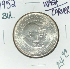 1952 WASH/CARVER COMMEMORATIVE SILVER HALF DOLLAR ~ BU ~NICE COIN~ - Picture 1 of 2