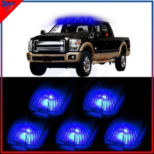 5x Cab Marker Top Running Lights Cover Smoke+LED Blue Bulbs for 1999-2016 Ford - Foto 1 di 1