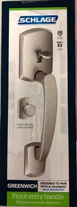 Maniglie inferiori per porta ingresso Schlage Greenwich nichel satinato FE285 GRW 619 BWE GRW - Foto 1 di 5