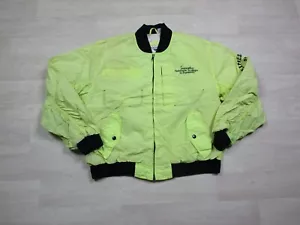 Vintage Expressions Nylon Bomber Jacket Coat (S) Highlighter Yellow 80s Rap Cool - Picture 1 of 13