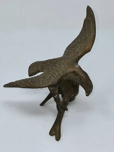 VINTAGE MCM SOLID BRASS EAGLE ON PERCH FIGURINE MADE IN KOREA - Picture 1 of 6