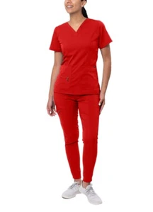 Adar Pro Flawless Plus Scrub Set Women Elevated V-Neck Top & Jogger Scrub Pants - Picture 1 of 224