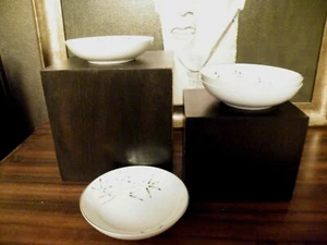 Juego de 4 fruteros de postre vintage FUKAGAWA patrón 602 platino bambú Japón - Imagen 1 de 4