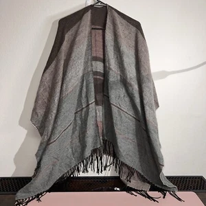 Wrap Shawl Scarf Women Tassels Reversible Oversized Black Pink Color Block Boho - Picture 1 of 7