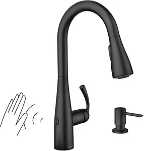 Grifo de cocina Moen Essie Touchless de arco alto con una manija negro mate 87014EWBL - Imagen 1 de 1