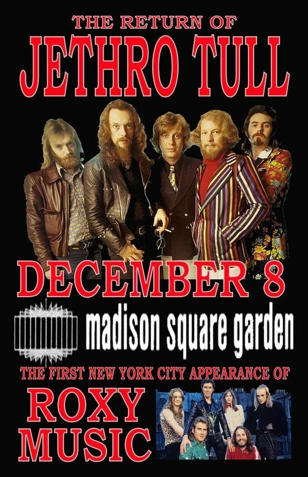 JETHRO TULL REPLICA *MADISON SQUARE GARDEN* 1972 CONCERT POSTER - Image 1 of 1