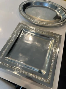 Mother of Pearl Accent Silver Tray 2x - Picture 1 of 3