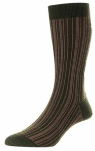 Pantherella Mens Marsden Merino Wool Socks - Dark Olive Mix - Picture 1 of 1