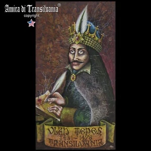 contemporary art painting print men portrait dracula vlad tepes transilvania old - Picture 1 of 24