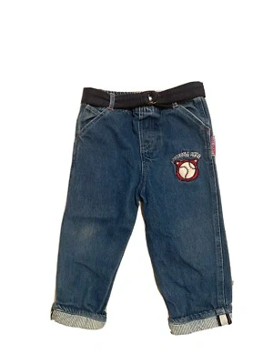 Denim vintage años 90 Baby Snoopy héroe de béisbol con cinturón talla 24 meses Foto 1 de 4