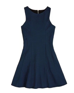 $68 Aqua Girls' Techno Jacquard Dress, Black/Royal, Size S - Picture 1 of 1