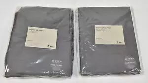 West Elm Dupioni Silk Curtains Drapes 48x108 Pewter Gray Set of 2 Cotton Lining - Picture 1 of 7
