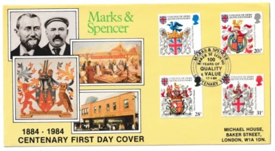 17/1/1984 UK GB FDC - Heraldry - Marks & Spencer - London W1 Special Postmark #2 - Image 1 of 2