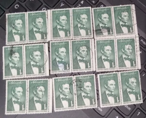 Lot of 18 (9 Pairs) Scott #1113 Abraham Lincoln Used 1 Cent US Stamps - Picture 1 of 6