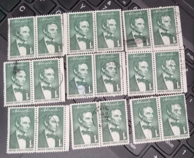 Lot of 18 (9 Pairs) Scott #1113 Abraham Lincoln Used 1 Cent US Stamps - Image 1 of 4