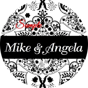 120 Personalisierte Individuelle Damast Hochzeit Runde Aufkleber Umschlag Siegel - Bild 1 von 1