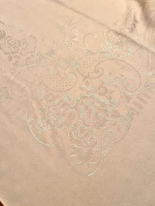 Lovely Vintage Light Pink Damask Tablecloth 52x70 - Picture 1 of 7