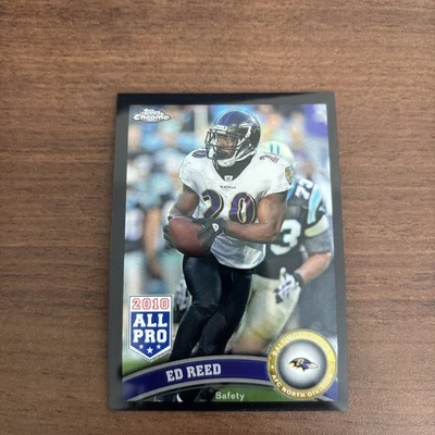 2011 Topps Chrome Ed Reed Black Refractor 243/299 Baltimore Ravens #158 SSP HOF - Image 1 of 2