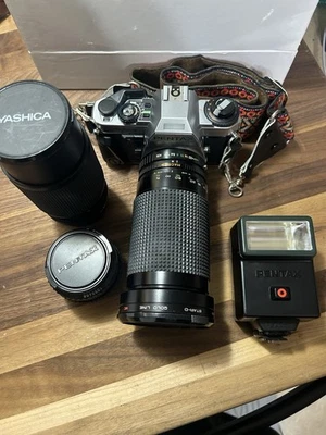 Kit de cámara réflex vintage Pentax Super Program 35 mm - totalmente probado y funcionando Foto 1 de 4