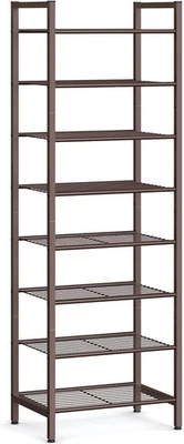 Narrow Shoe Rack - Sturdy 8 Tier Metal Tall Shoe Rack Shelf, Slim Shoe Storage - Изображение 1 из 4