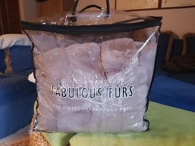 New Donna Salyers Fabulous Furs Faux Fur & Velvet Latte Throw Blanket (60x72) - Image 1 of 4