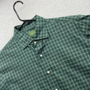 Sid Mashburn Shirt Mens Medium M Green Plaid Check Button Up Cotton Lightweight - Picture 1 of 10