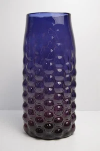 Vaso vetro vintage Blenko STILE Bubble Art viola ametista 12" Pontil Mark MCM - Foto 1 di 18